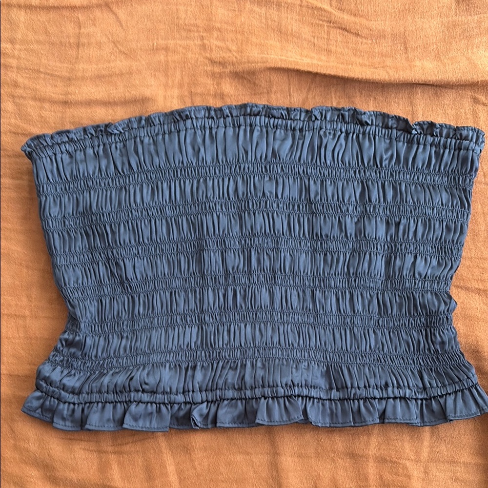 Free People Blue Smocked Crop Top